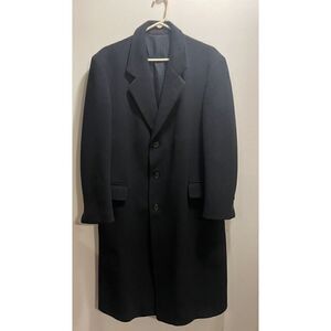 Vintage Potomac Collection Wool Full Length Black Over Coat Made In Poland